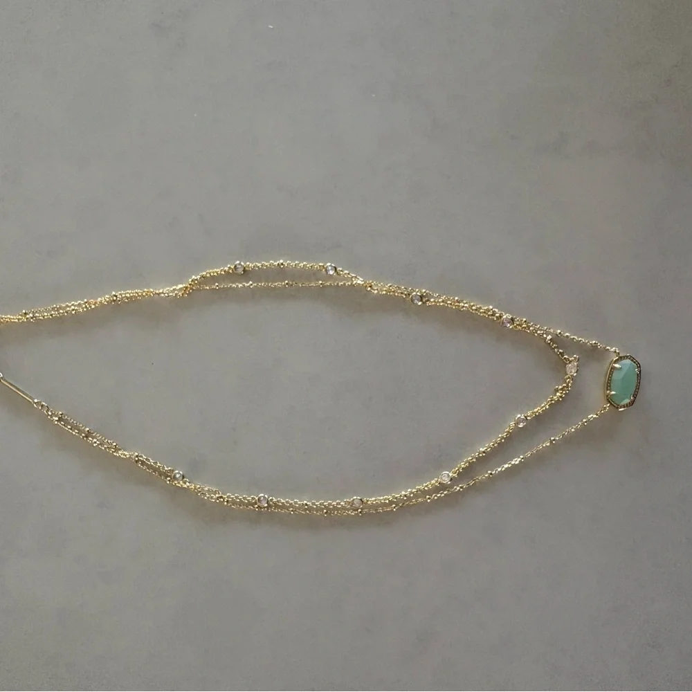 Kendra Scott - Gold Plated Necklace with Aqua Green Stone - Picture 2 of 5